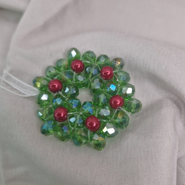 Handmade Beaded Christmas Tree Wreath
