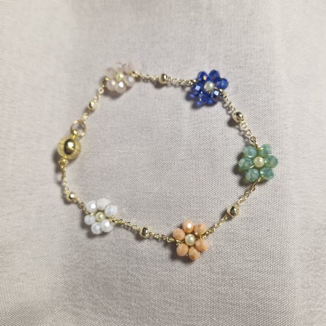Floral Bracelets | Handmade Beaded Flower Chain Bracelet