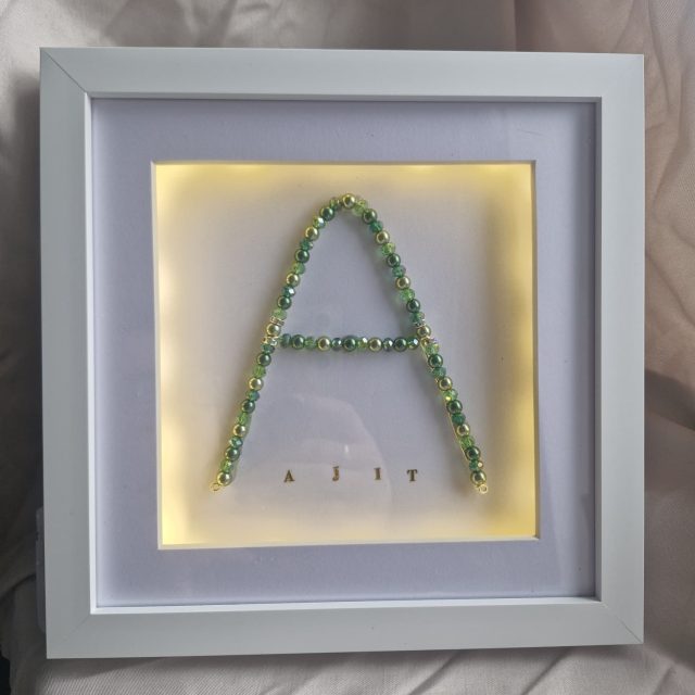Personalised Name Light Shadow Box | Handmade Wall Art